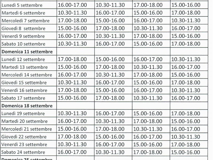 Leggi news | IL CALENDARIO DELLE VISITE DEL MESE DI SETTEMBRE